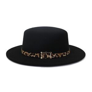 Black Unisex Flat head Boater hat